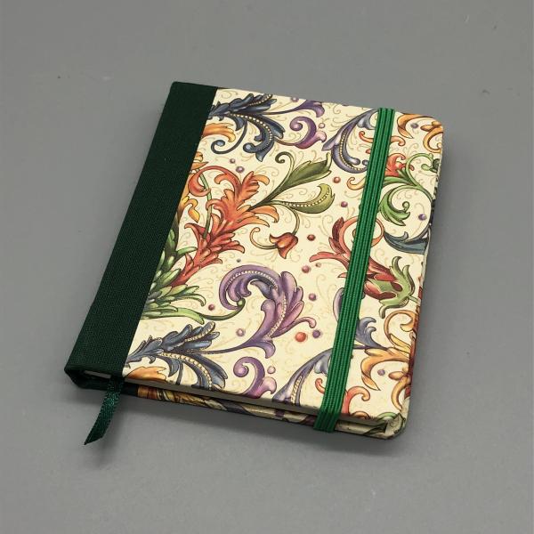 Buch Lesebändchen Gummiband handgebunden Notizen florentinisch grün